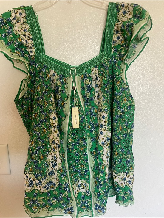Max Studio Tops - Max Studio Green Floral Square-Neck Camisole